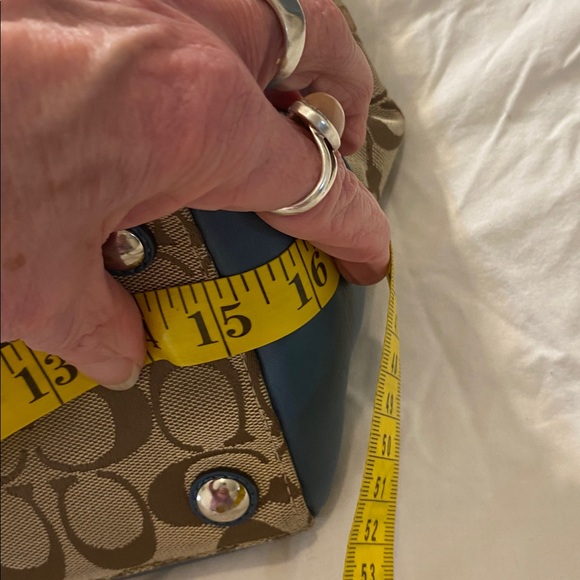 Coach Hamptons Brown and Blue Monogram Tote Bag - Picture 11 of 14